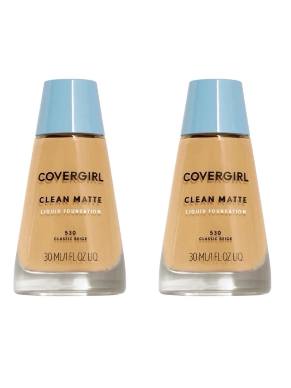 CoverGirl Clean Matte Foundation 530 Classic Beige (2 Pack) Oil-Free NEW
